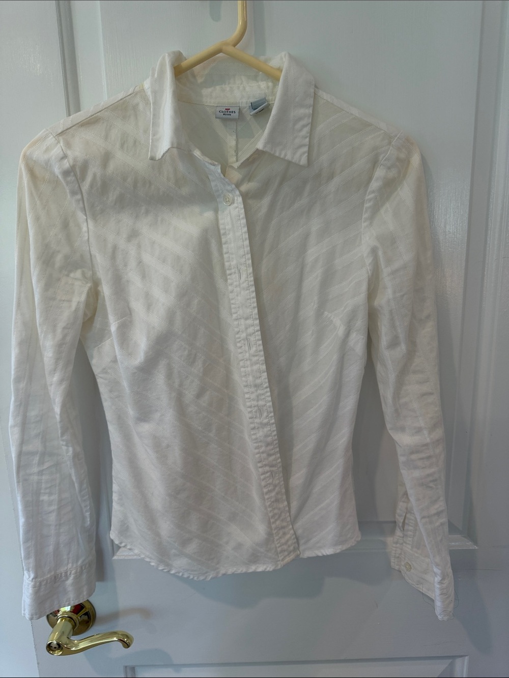 Saks Fifth Avenue White Diagonal-Stripe Button Down Shirt